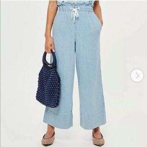 Topshop drawstring wide leg jeans